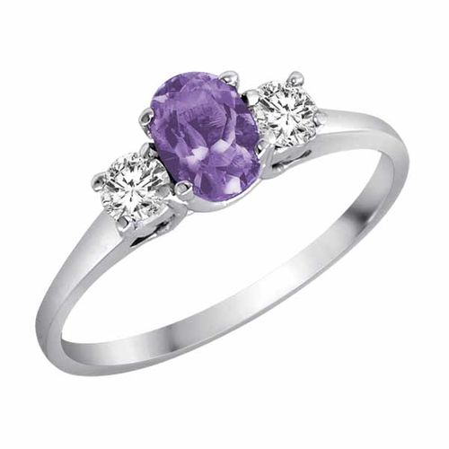 14K White Gold 3 Stone Oval Tanzanite and Round Diamond Ring (0.45 cttw)