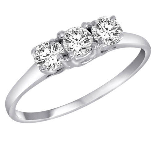 Platinum 3 Three Stone Round Brilliant Diamond Engagement Ring (1/3 cttw)