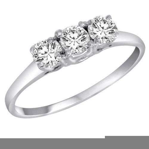 Sterling Silver 3 Three Stone Round Brilliant Diamond Engagement Ring (1/3 cttw)