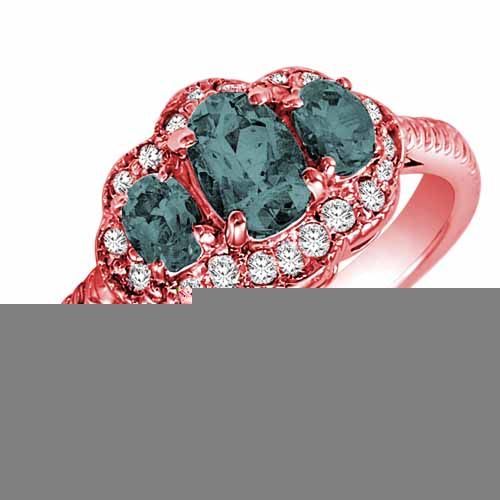 18K Rose Gold Oval Aquamarine and Diamond Ring with Decorated Shank