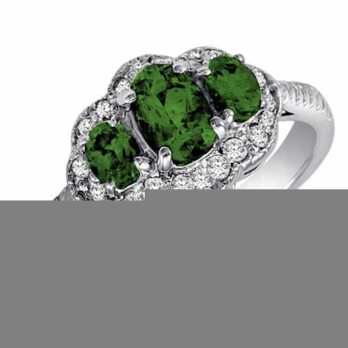 Platinum Oval Emerald and Diamond Ring with Decorated Shank