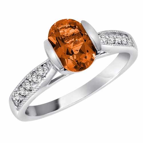 Platinum Round Oval Fire Opal and Diamond Ring