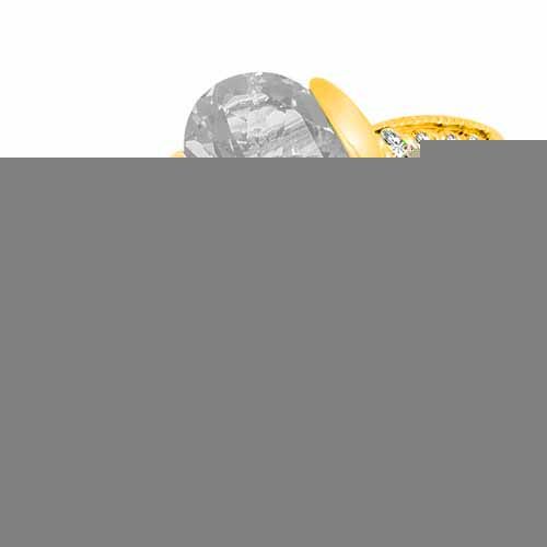 14K Yellow Gold Round Oval White Quartz and Diamond Ring