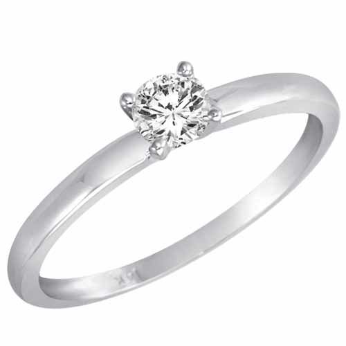 1/4 ct. Round Diamond Solitaire Engagement Ring in 18K White Gold