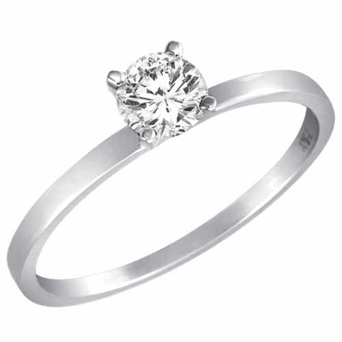 0.45 ct. Round Diamond Solitaire Engagement Ring in Sterling Silver