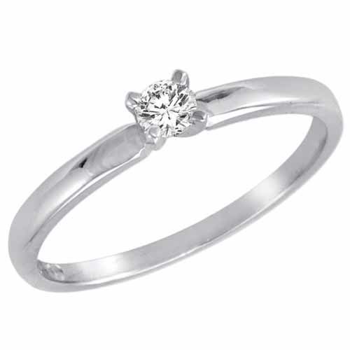 Round Diamond Solitaire Engagement Ring in 10K White Gold