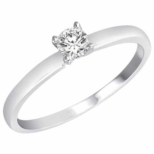 1/5 ct. Round Diamond Solitaire Engagement Ring in 18K White Gold