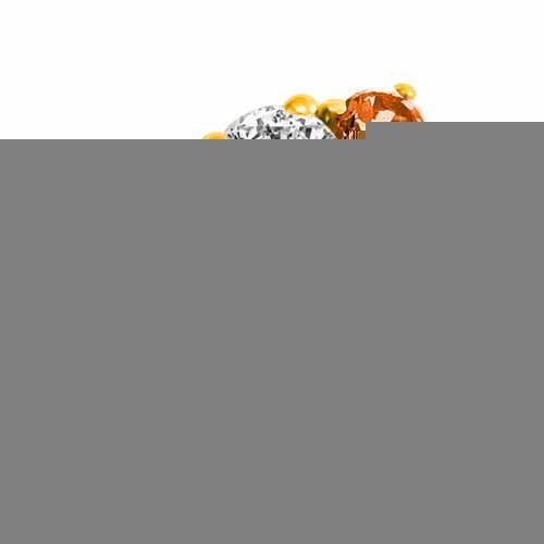 14K Yellow Gold Round 3 Stone Diamond and Fire Opal Engagement Ring With Etched Shank (0.95 cttw)