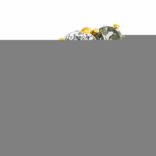 14K Yellow Gold Round 3 Stone Diamond and Green Amethyst Engagement Ring With Etched Shank (0.95 cttw)