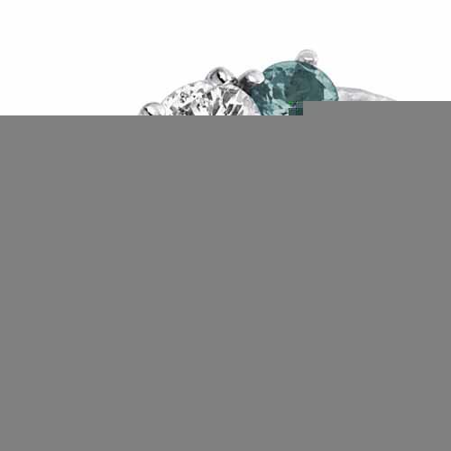 14K White Gold Round 3 Stone Diamond and Aquamarine Engagement Ring With Cobra Design Shank (0.95 cttw)