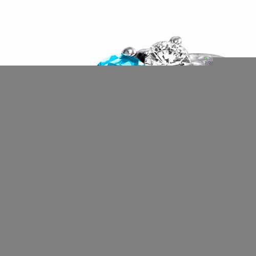 Sterling Silver Round 3 Stone Diamond and Blue Topaz Engagement Ring With Cobra Design Shank (0.90 cttw)