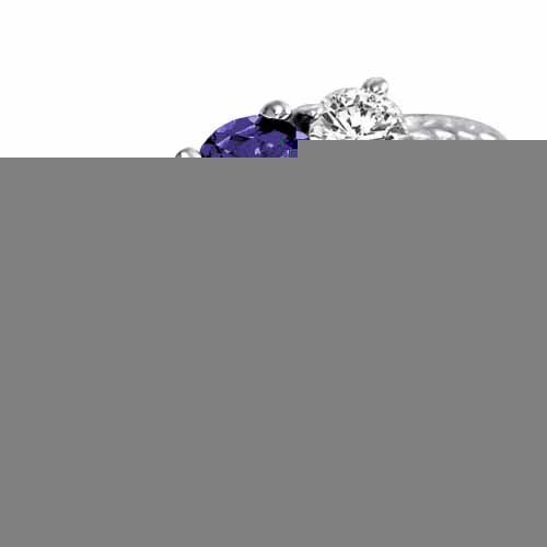 14K White Gold Round 3 Stone Diamond and Blue Sapphire Engagement Ring With Cobra Design Shank (0.90 cttw)