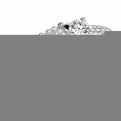 10K White Gold Round 3 Stone Diamond and White Quartz Engagement Ring With Cobra Design Shank (0.90 cttw)