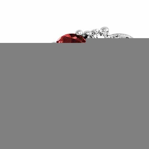 Sterling Silver Round 3 Stone Diamond and Garnet Engagement Ring With Milgrain Pave Set Shank (0.95 cttw)