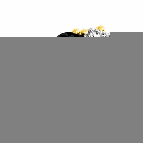 18K Yellow Gold Round 3 Stone Diamond and Onyx Engagement Ring With Milgrain Pave Set Shank (0.95 cttw)