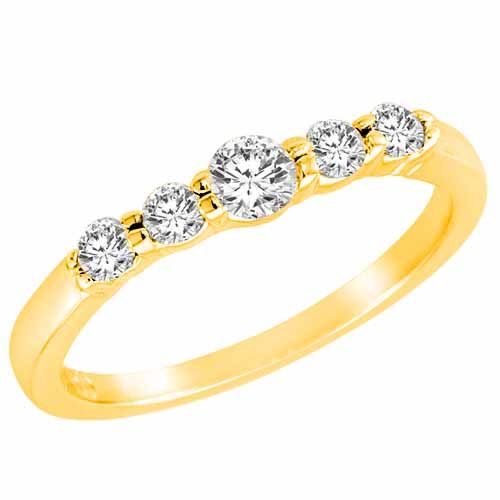 14K Yellow Gold 5 Stone Center Graduated Round Diamond Promise Ring (1/2 cttw, F-G, VS)