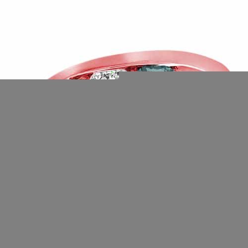 10K Rose Gold Round 3 Stone Channel Set Diamond and Aquamarine Accented Ring (1.00 cttw)