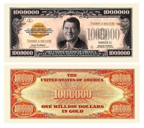 Thanks A Million (Reagan) Dollar Bill Case Pack 100