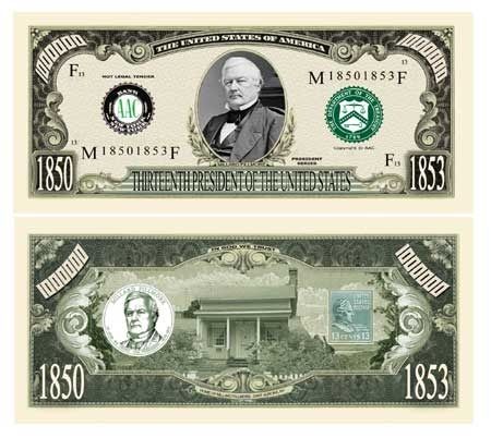 Millard Fillmore Million Dollar Bill Case Pack 100