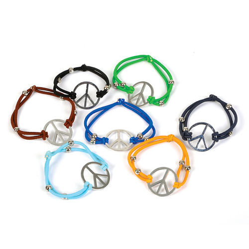 7"" Elastic Metal Peace Bracelet Case Pack 12