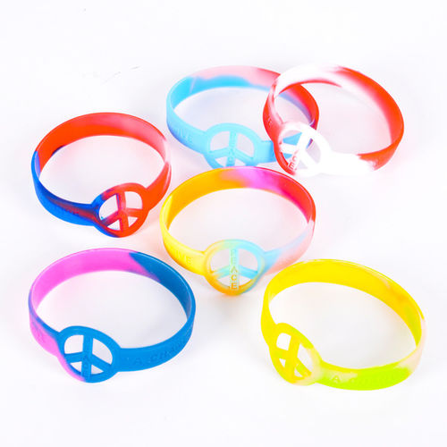 7""tyedye Silicone Peace Bracelet Case Pack 12