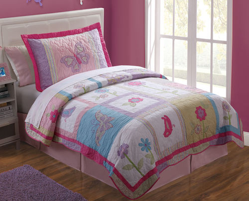 Flurry of Butterflies Twin Quilt with Pillow Sham