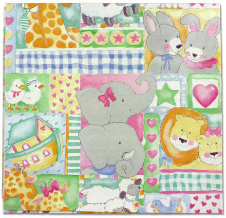 Baby Animal Theme Flat Gift Wrap Case Pack 24