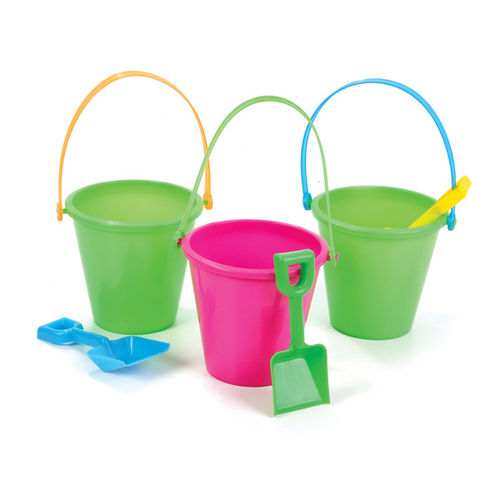 8"" Plastic Beach Pail W/Shovel Case Pack 12