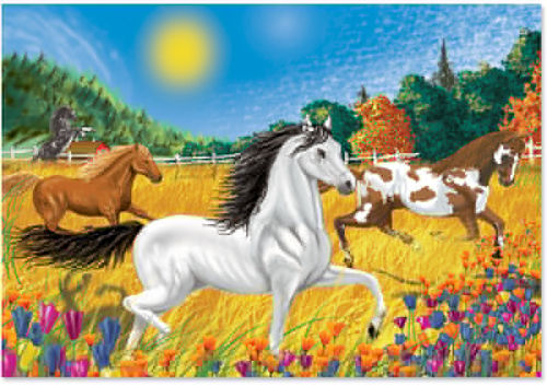 100 Piece Horses in the Meadow Cardboard Jigsaw Puzzle Case Pack 2