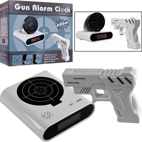 Gun & Target Recordable Alarm Clock by Trademark Games?