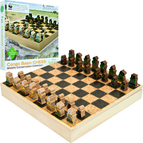 Zoo Animals Wood Chess Set