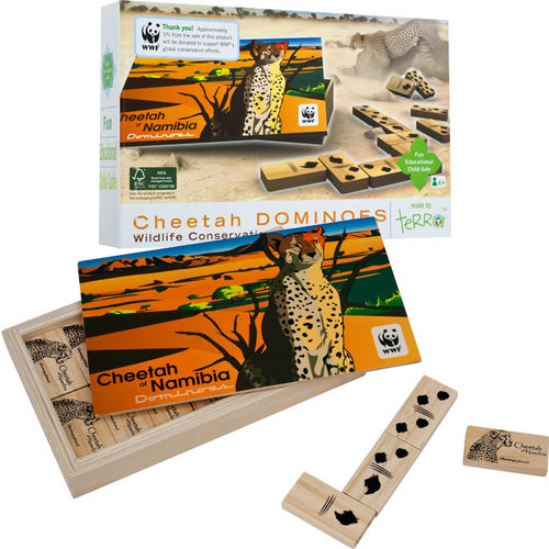 African Cheetah Wood Dominoes Game - $24.99