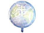 happy christening blue metallic balloon