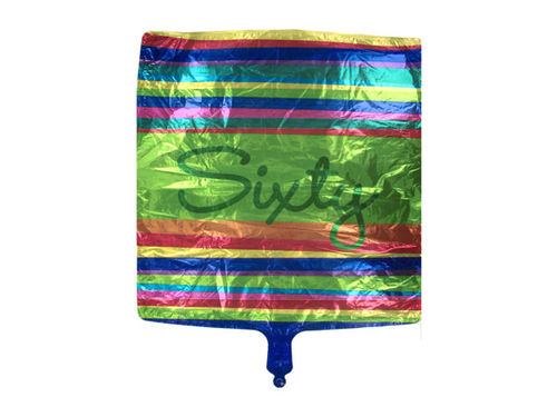 Large striped &quot;sixty&quot; mylar balloon