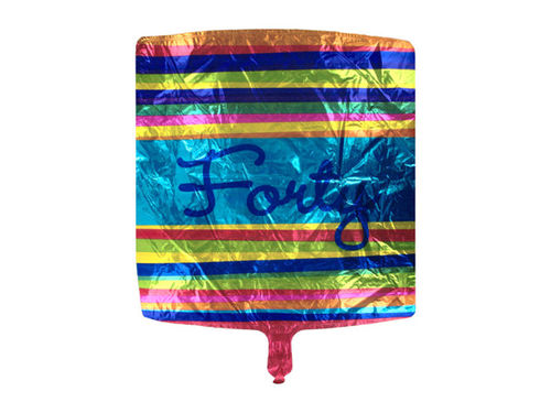 Striped mylar balloon celebrating &quot;forty&quot;