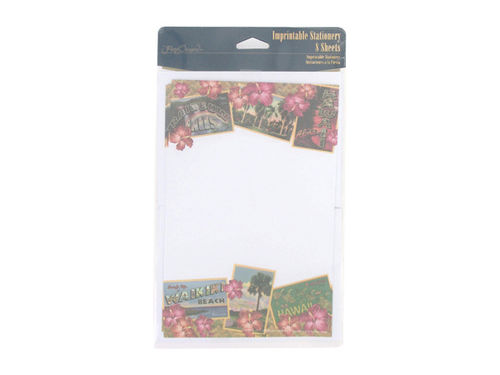 Hawaii imprintable stationery sheets, pack of 8