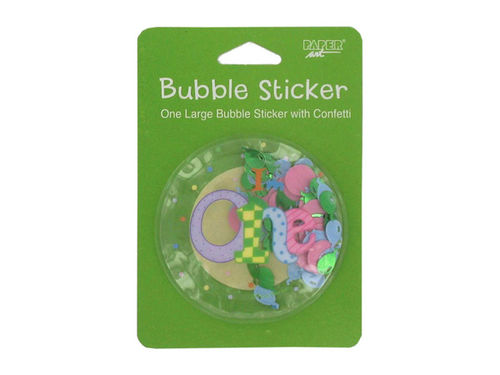 First birthday bubble sticker with confetti