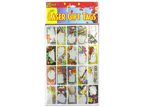 Laser sticker birthday gift tags, sheet with 20 stickers