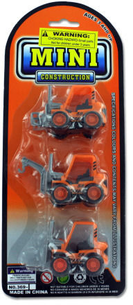 3-Pack Mini Construction Tractors Case Pack 12