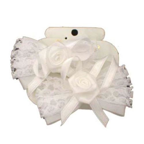 White 2pc Satin Hair Ornament Case Pack 144