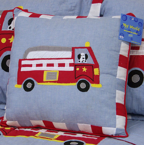 Cotton Fire Truck Pillow