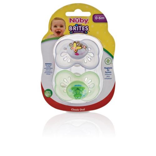 Nuby 2-pk Classic Oval Pacifier 0-6 Mos. Case Pack 48