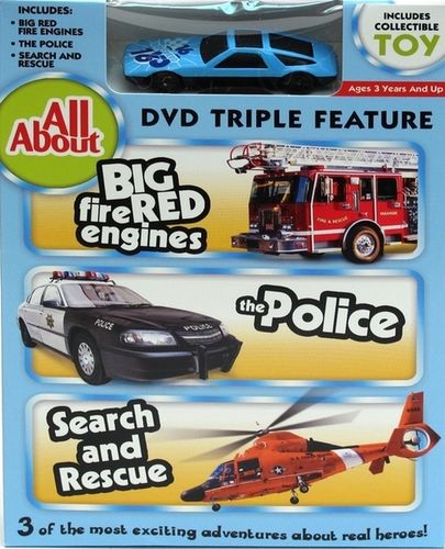 All About Fire Engines-Police-Rescue DVD w Collectible Toy
