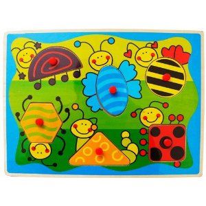 Puzzled Peg Puzzle - Insects Shapes Wooden Toys
