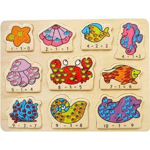 Puzzled Raised Puzzle - Ocean Life Math Wooden Toys
