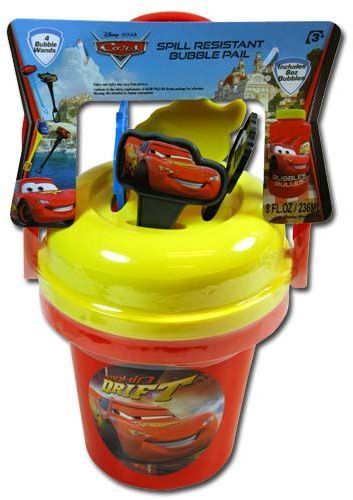 Cars Bubble Bucket 8 Oz Bubble 4 Fun Chunky Wands Case Pack 12