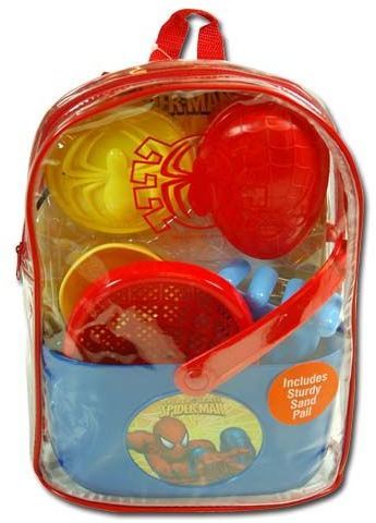 Spiderman Beach Toys Sand Pail Bucket In Backpack Case Pack 12