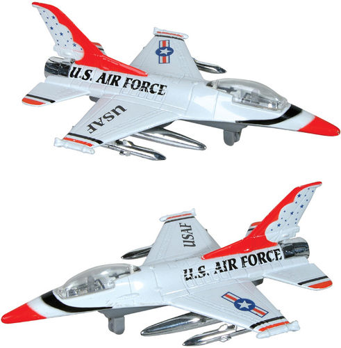 7.5"" Diecast F-16(Pull Back)6Pc/Display Box Case Pack 12