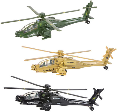 8"" D.C.Pullback Apache Helicopter Case Pack 12