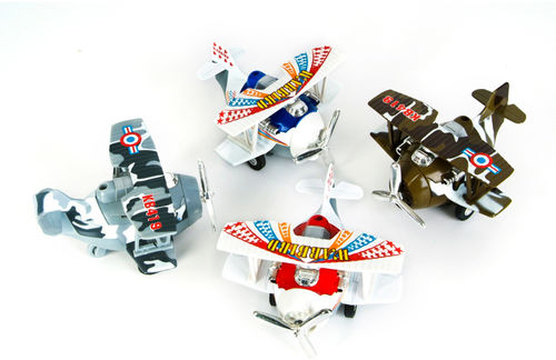 4"" Diecast Pullback Biplane Case Pack 12